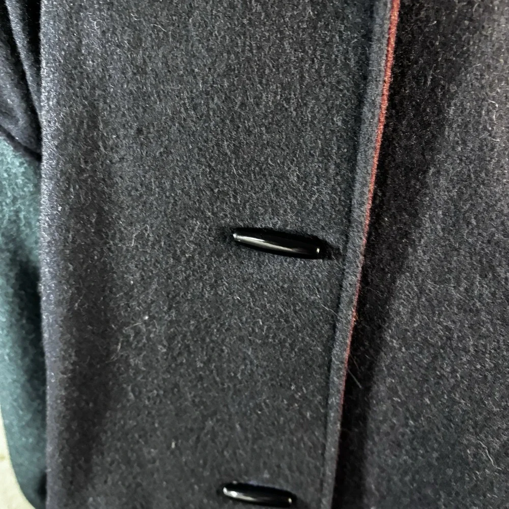 Vtg 90's Wool Coat W/ Hood  Color Block  New York Girl  Sz 24 1/2‎ Womens Cozy